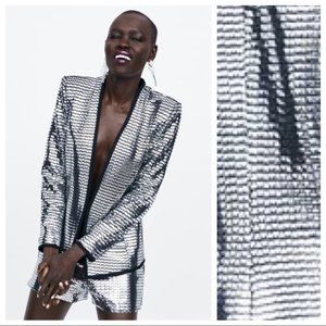 silver sequin chainmail look jacket